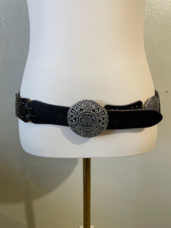 Studded Concho Chestnut Leather Belt Medium Boho Western Wide Embossed Fossil main image 7